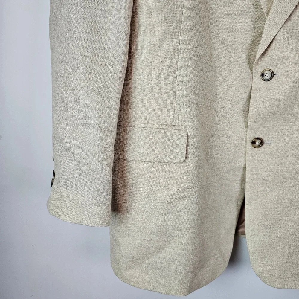 Jos. A. Bank Mens 48R Blazer Linen Wool Blend Tan Sport Coat Two Button Beige